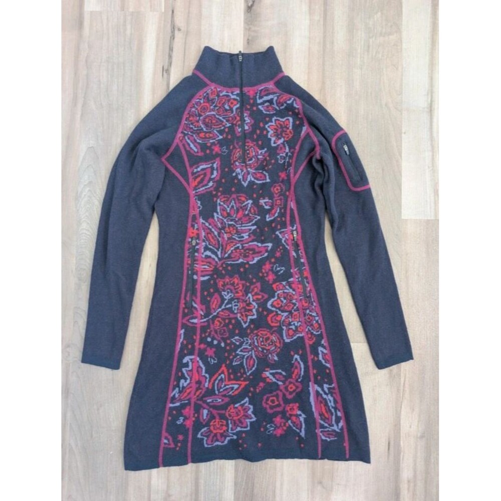 Title Nine Merino Wool Super Power Quarter Zip Sweater Dress, Small (D4)